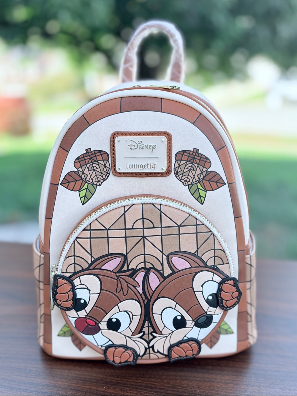 Loungefly Disney Chip & Dale Stained Glass Mini Backpack BoxLunch Exclusive NWT
